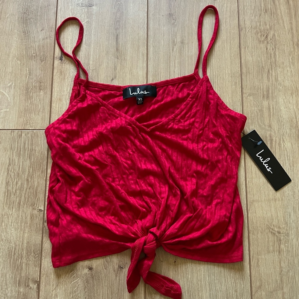 [NEW W/ TAGS] Lulus Red Tie-Front Cropped Tank